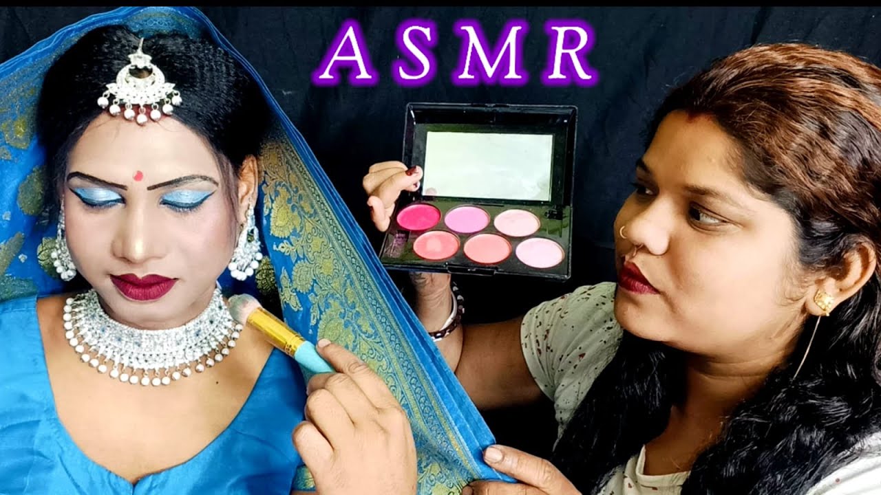 ASMR~Doing Elder Bro Transformation Wedding Bridal Original Makeup(Tingles) @asmrsangi7044 🌹❤️