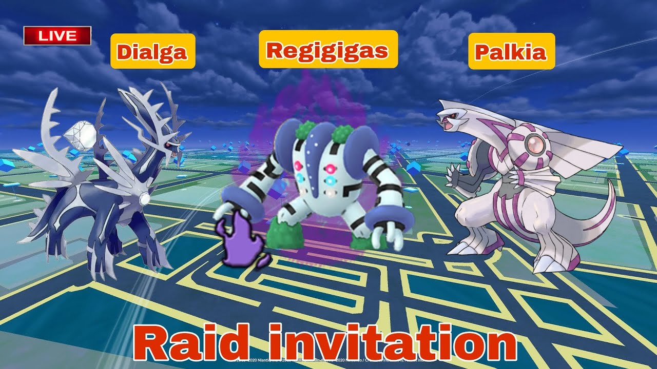 🔴Live shadow Regigigas ,Dialga & Palkia Raid  invitation by  #raj4t5   in  #pokemon go