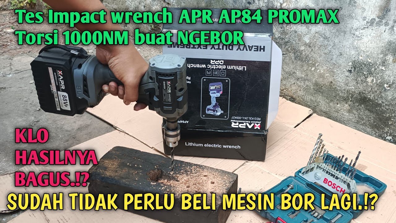 Tes impact wrench APR AP84 promax 1000nm buat ngebor