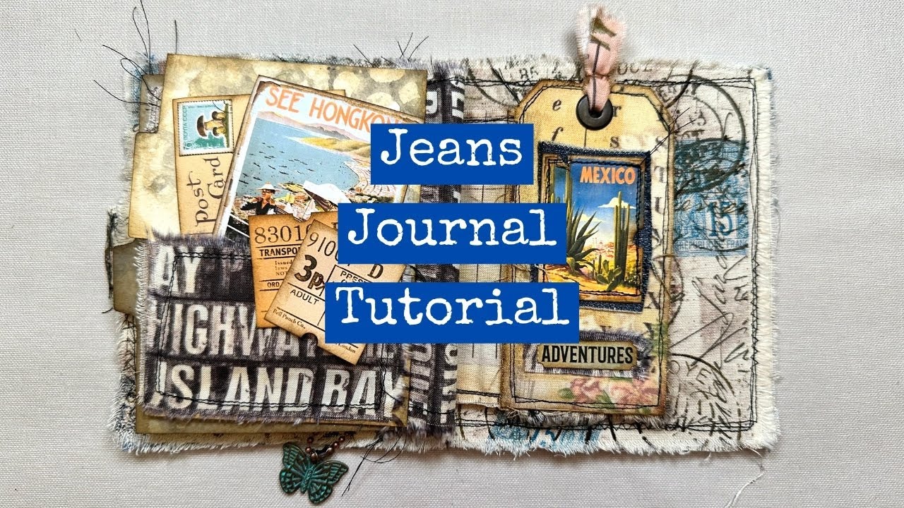 DIY Jeans Travel Journal Tutorial Part 1/Digital Collage Club Design Team Project