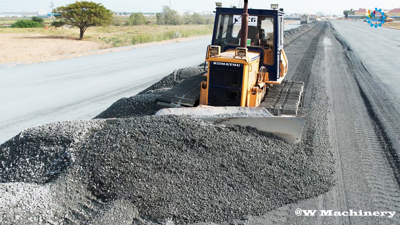 Nicely Bulldozer Spreading Gravel Building Foundation New Roads & Dozer Making Roads Operator