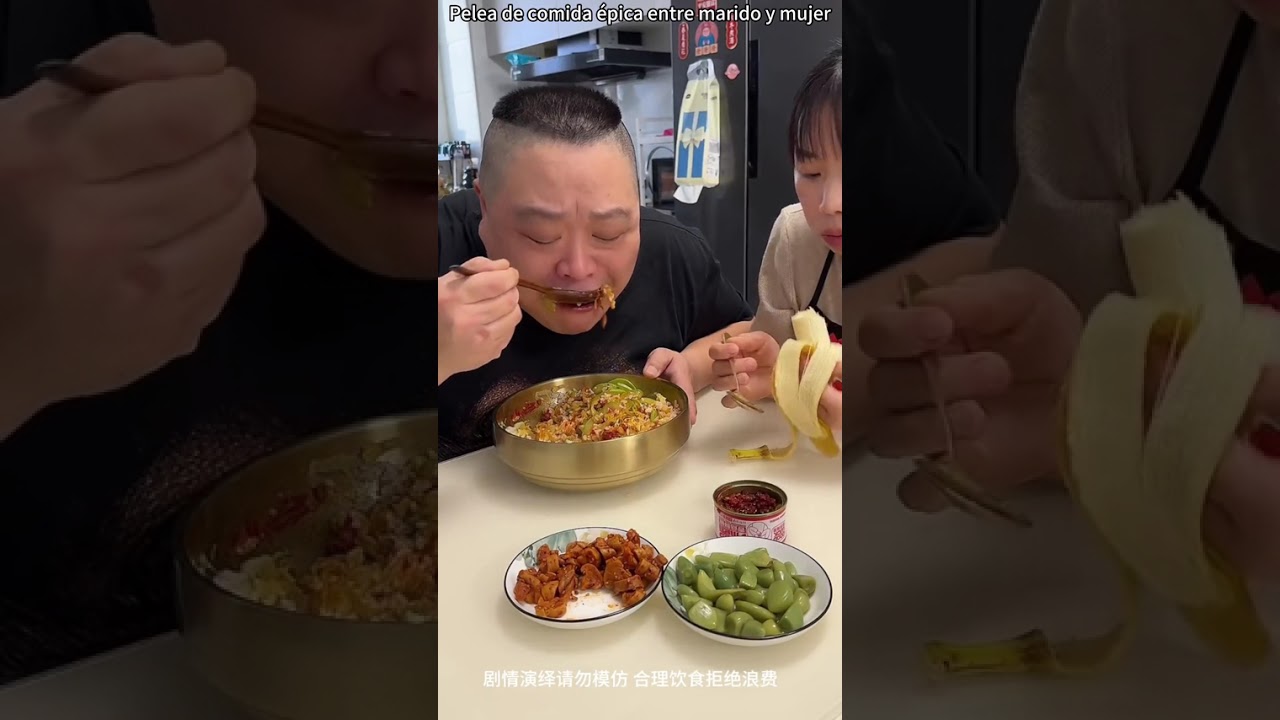 Pelea de comida épica entre marido y mujer🍝🍜🥓🥢🍗