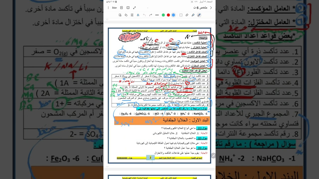 الحصة ١  : الخلايا الجلفانية