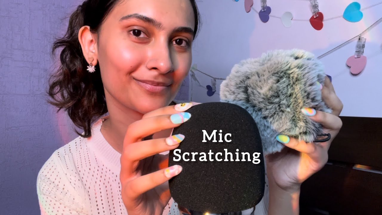 ASMR MIC SCRATCHING ✨(bare mic + foam & fluffy cover) With Long Nails