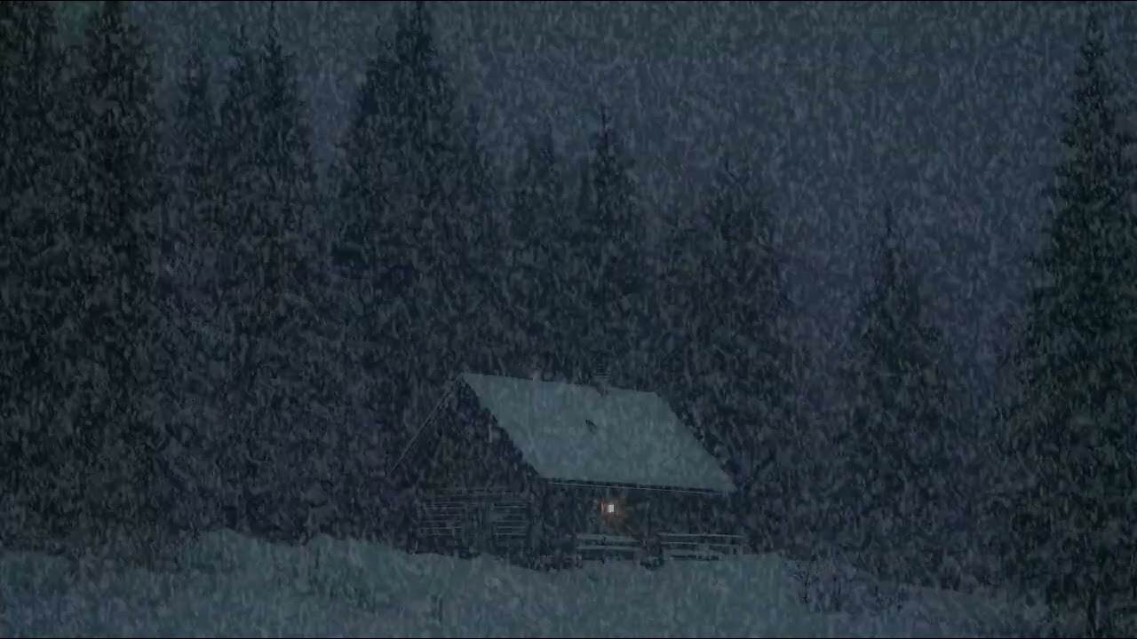 Quiet Cabin Nights | Wind and Snow Ambience with Soft Piano for Deep Cozy Winter Sleep | ASMR Calm!!