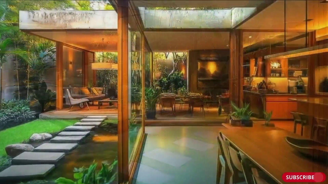 🛑 Seamless Indoor-Outdoor Kitchen and Dining with Garden Courtyard