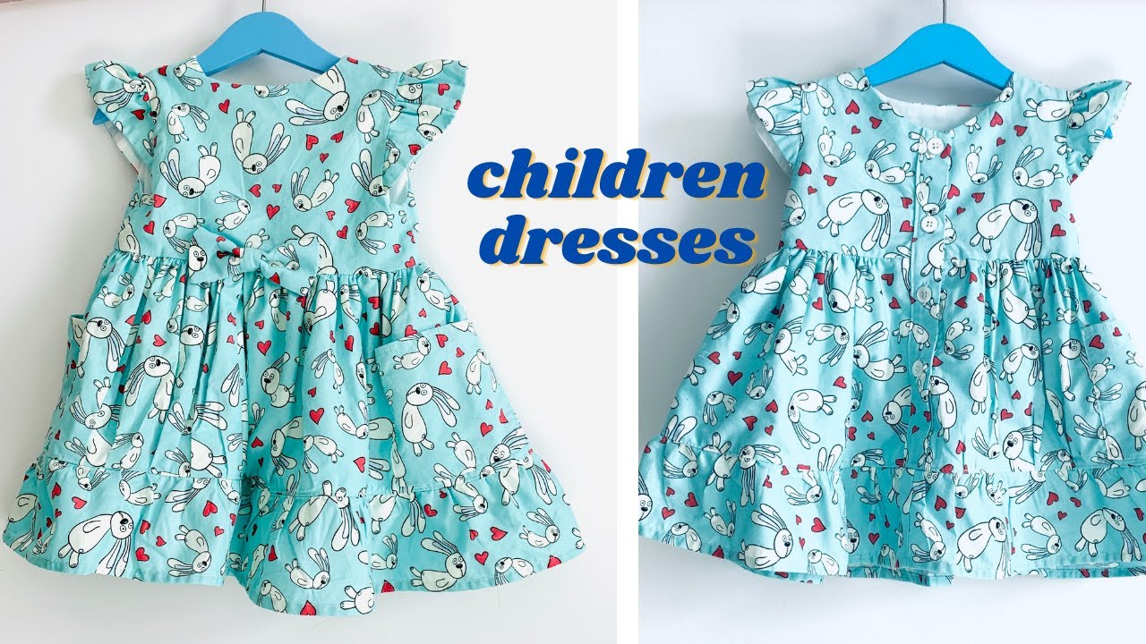 DIY CHILDREN DRESS MAKING HOW TO MAKE A BUTTON DOWN DRESS 2 - 3 YEARS BABY DRESS