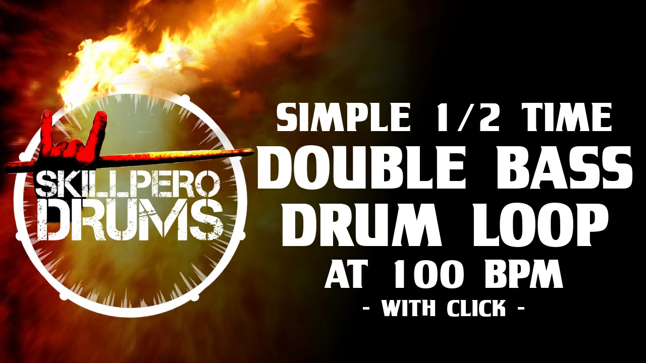 METAL DRUM LOOP - 100 BPM double bass groove with 1/2 time feel WITH CLICK