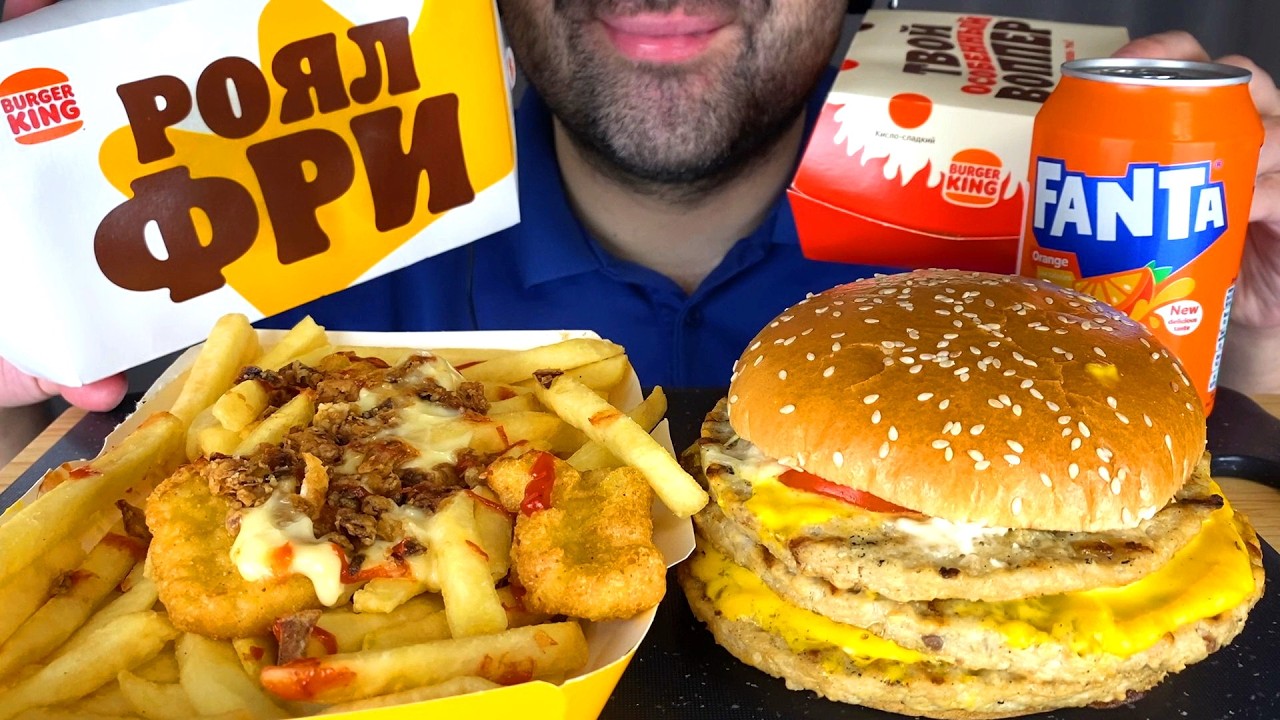 ASMR EATING BURGER KING TRIPLE CHICKEN WHOPPER & ANIMAL STYLE FRIES WITH CHICKEN NUGGETS MUKBANG