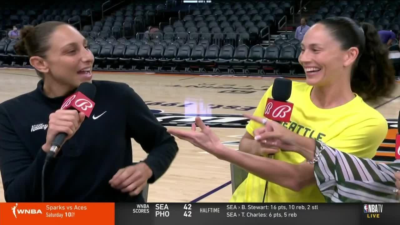 Sue Bird reminds Diana Taurasi that she will be the oldest player when Sue retires 🤣 | WNBA on ESPN