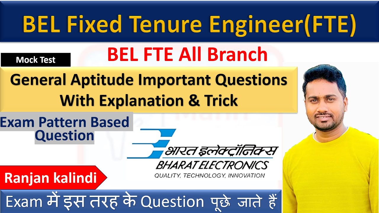 BEL Fixed Tenure Engineer General Aptitude Question | Aptitude , Reasoning, English, GK, CA Question