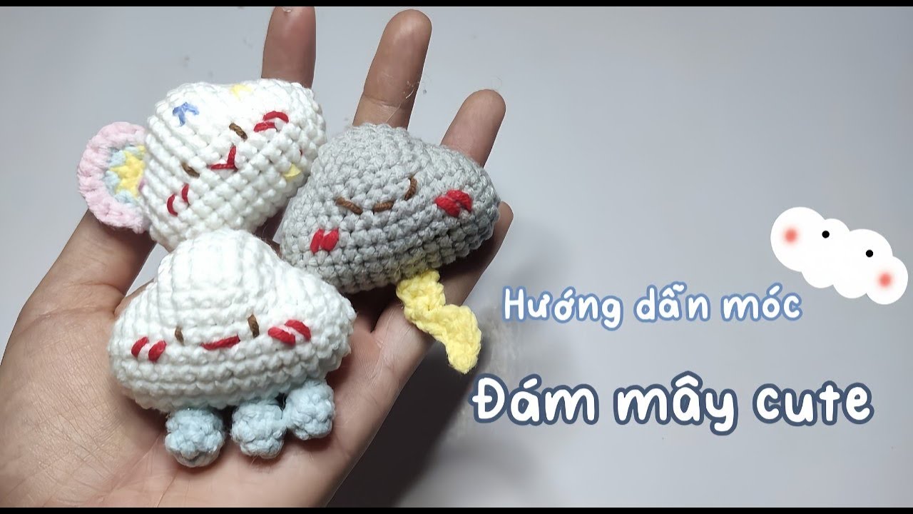 Crochet clouds☁| Hướng dẫn móc đám mây cute, cực đơn giản