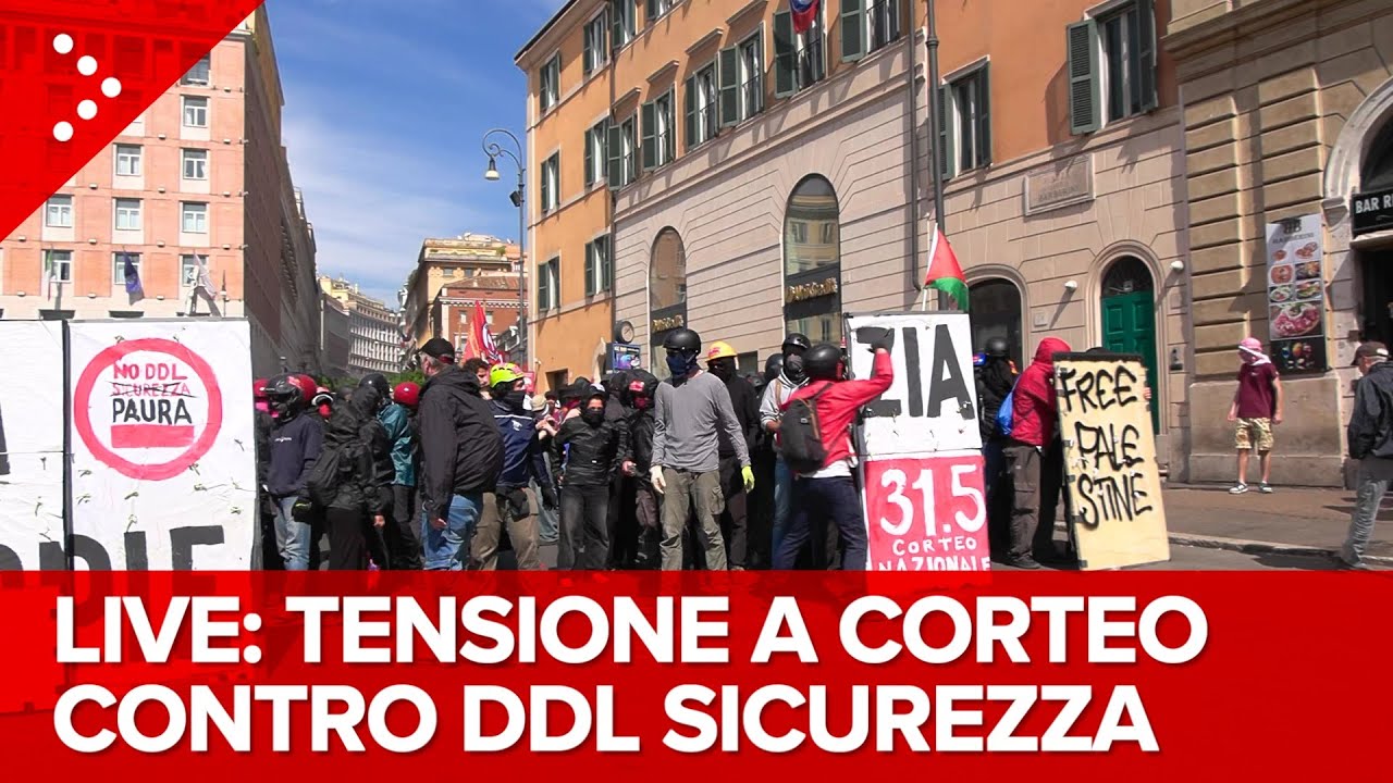 LIVE Roma, tensione alla manifestazione contro il ddl sicurezza: diretta video