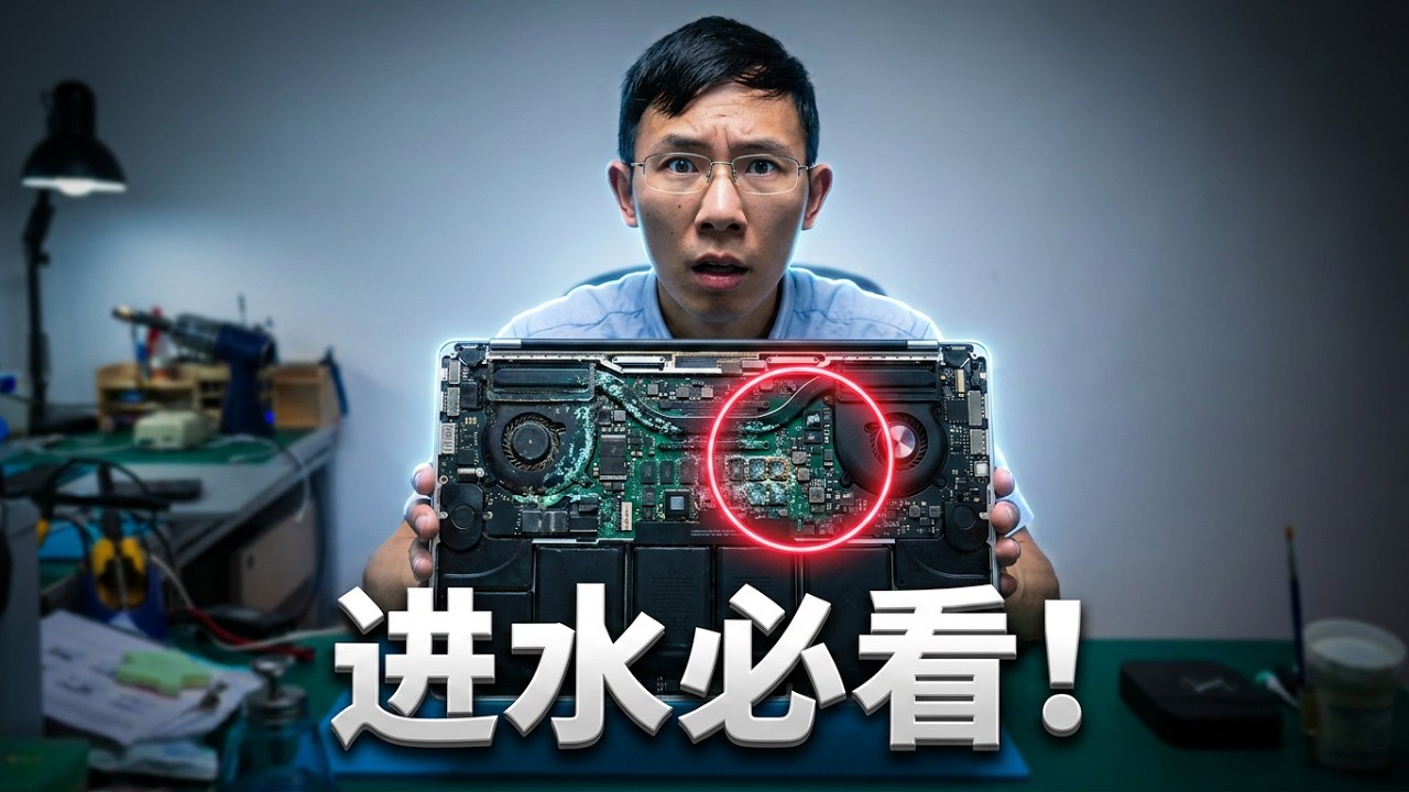 电脑进水不可怕 处理及时 方法得当 一样可以相安无事 以这台苹果笔记本为例 一个视频给您讲清楚处理方法及进水维修过程#笔记本维修 #芯片级维修 #专业维修 #技术分享 #电脑进水