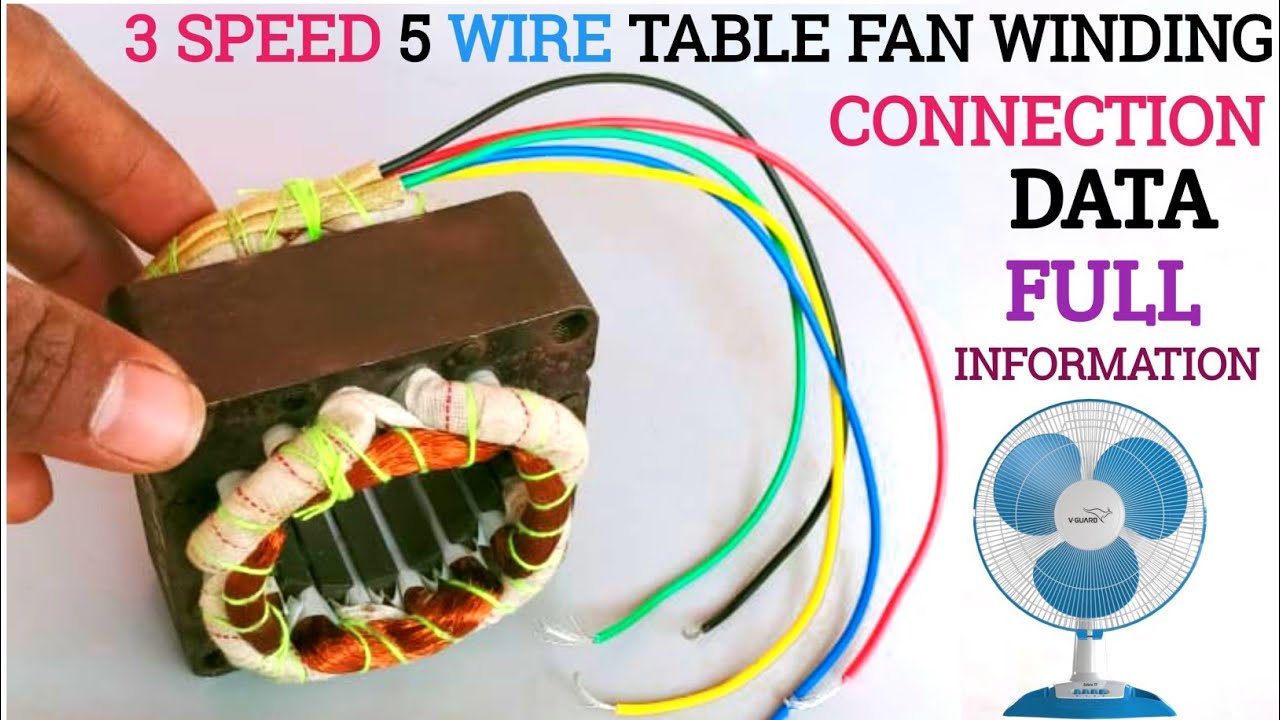 3 speed 5wire tablet fan winding and connection with diagram||1440 RPM. 16 slots copper motor