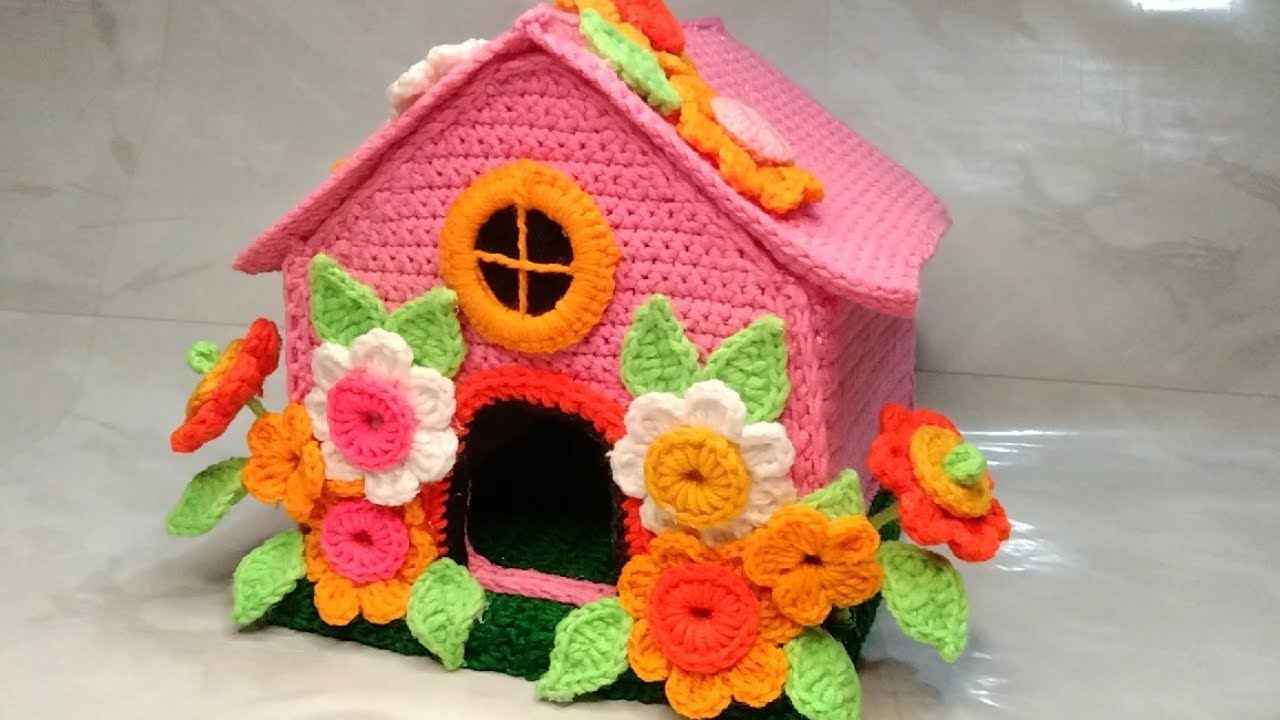 💥#how to made crochet house 🏠💯#amazing knitting #house #super beautiful crochet home made video
