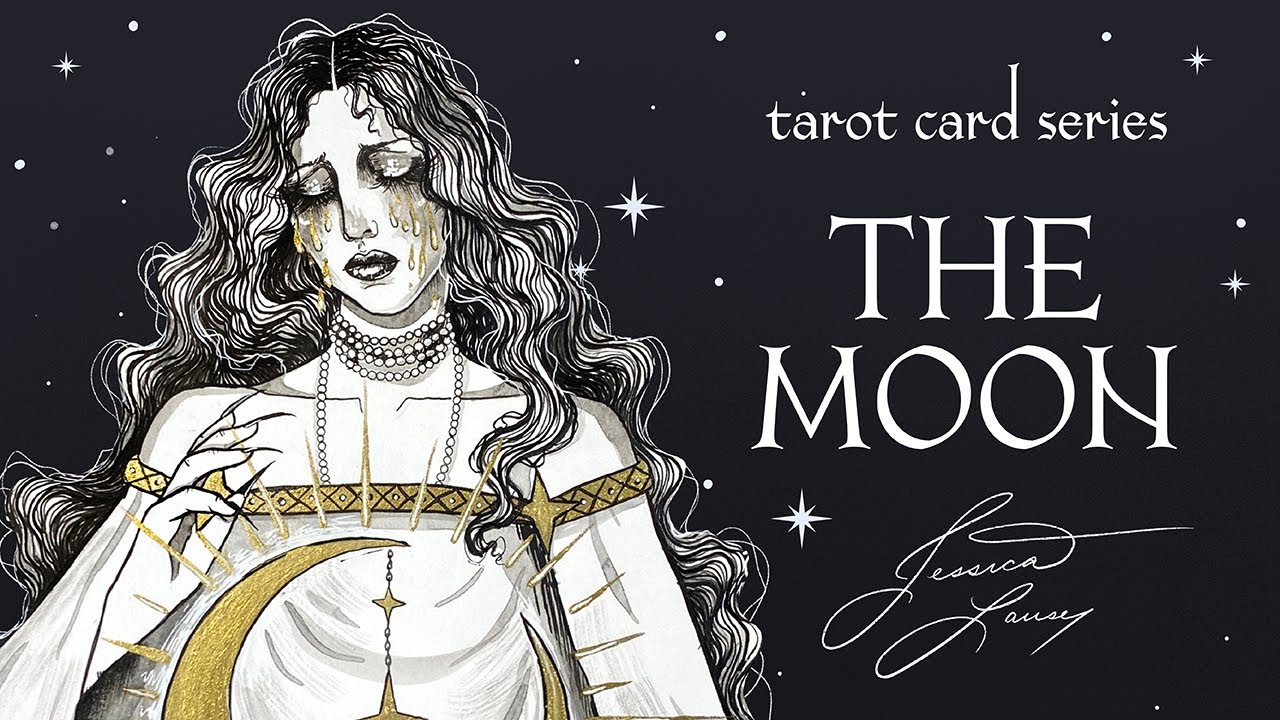 The Moon Tarot Card Painting Process // jlauserart