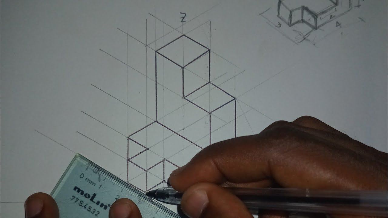 Como representar figura tridimensional em perspetiva axonométrica isométrica 📏📐