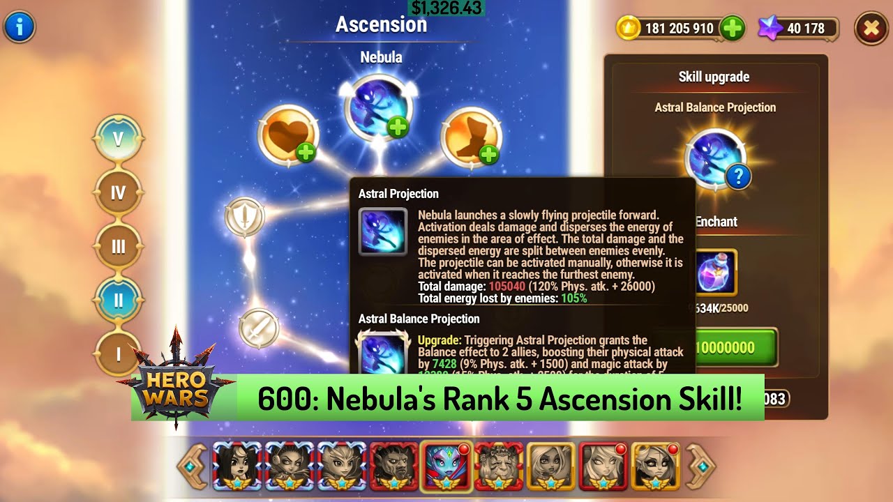 Let's Play Hero Wars 600: Ascension to Asgard Event and Unlocking Nebula's Level 5 Ascension Skill