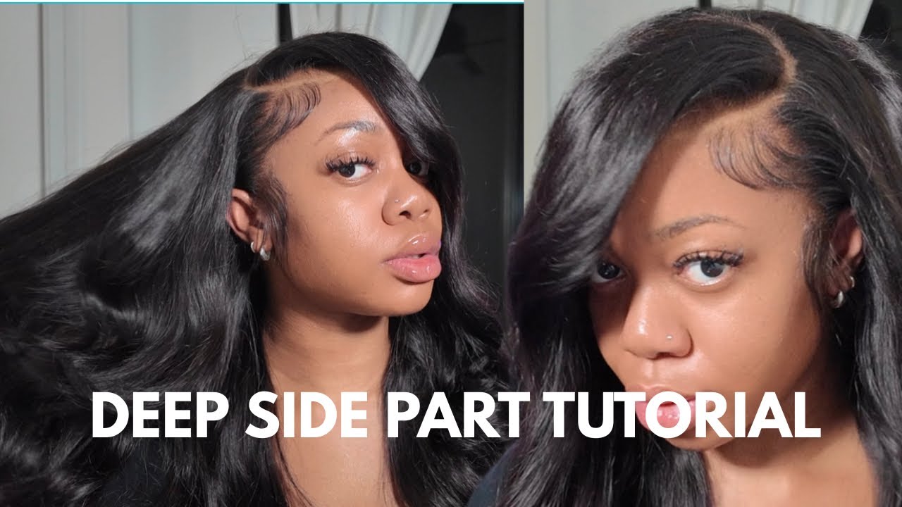 CURVED DEEP SIDE PART w/ BABY HAIRS TUTORIAL + BEST GLUELESS PRECUT  LACE FRONT WIG FT ARABELLA HAIR