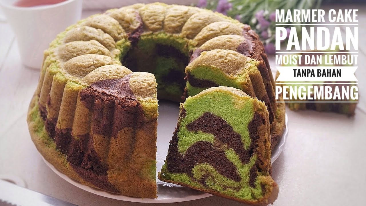 RESEP MARMER CAKE PANDAN SUPER LEMBUT DAN MOIST TANPA BAHAN PENGEMBANG
