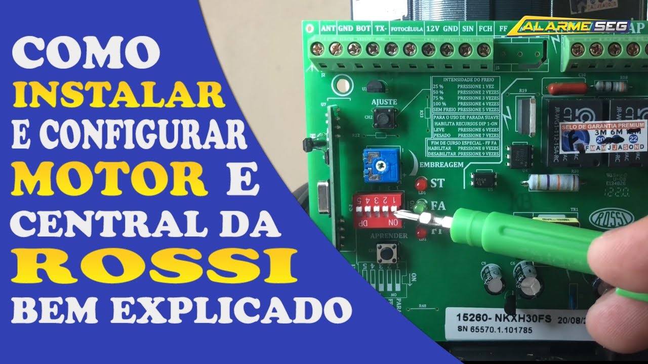 Como instalar e configurar motor e central controles Rossi central com e sem hall Original Rossi
