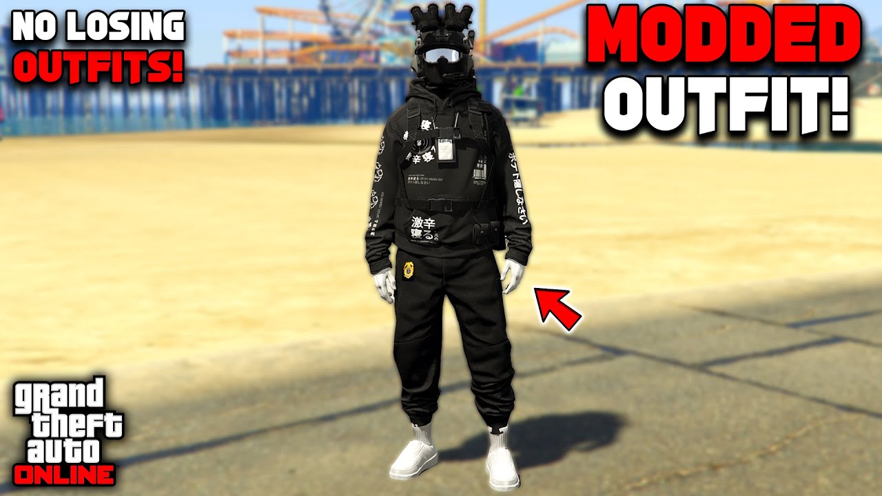 GTA 5 ONLINE Easy Black Joggers Modded Outfit With Logos & Glitched Belt! (No Transfer)