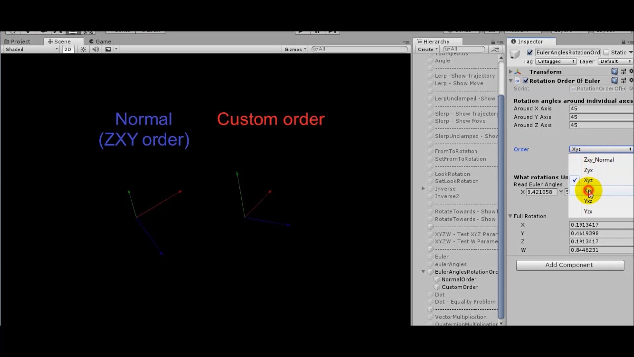 Quaternion part 2.7 - euler angles -  order of rotation around global axes