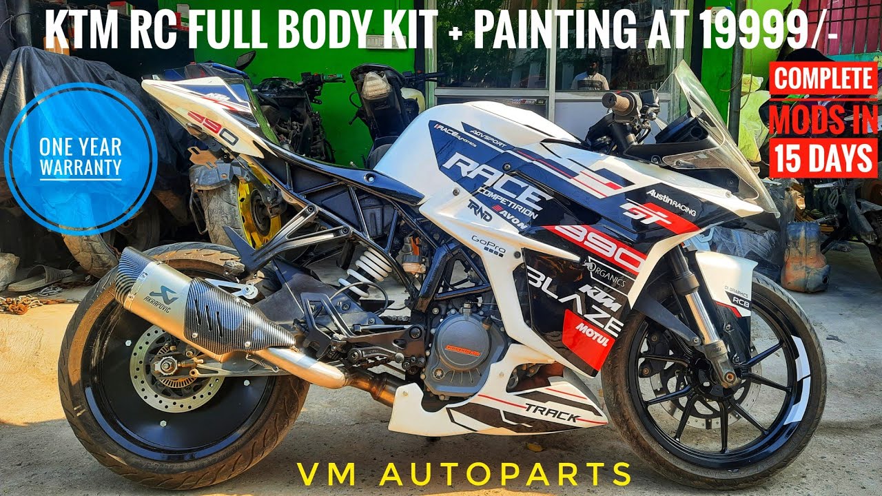KTM RC FULL BODY KIT + PAINTING + Graphics at 19999/- | Full System Exhaust, DRL, Mods | ARK Diaries