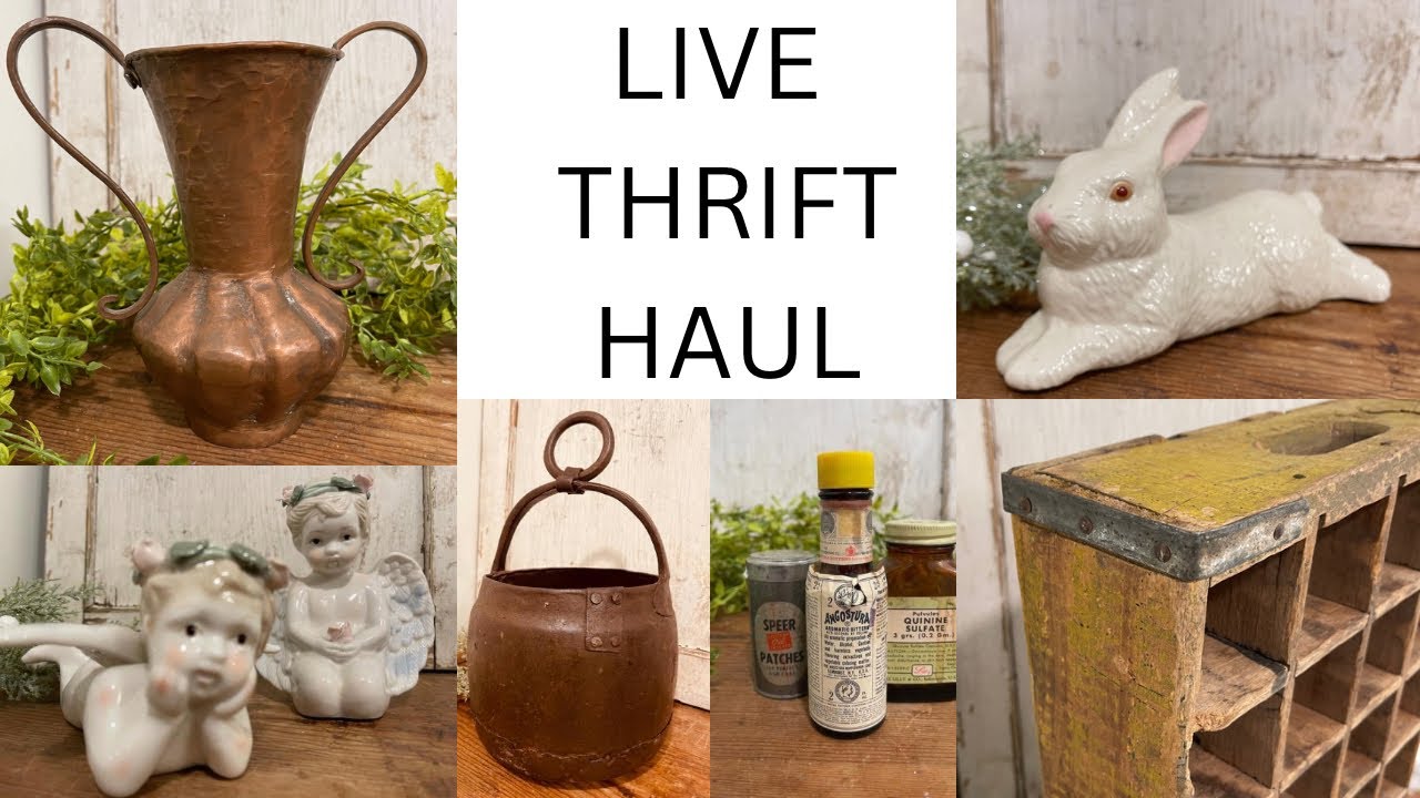 Live Thrift Haul!  Winter Industrial Farmhouse Decor