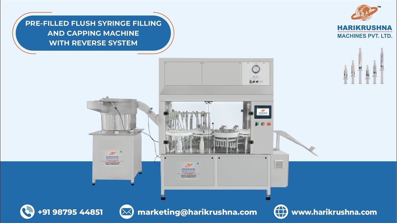 Pre-Filled Flush Syringe Filling and Capping Machine with Reverse System by Harikrushna Machines