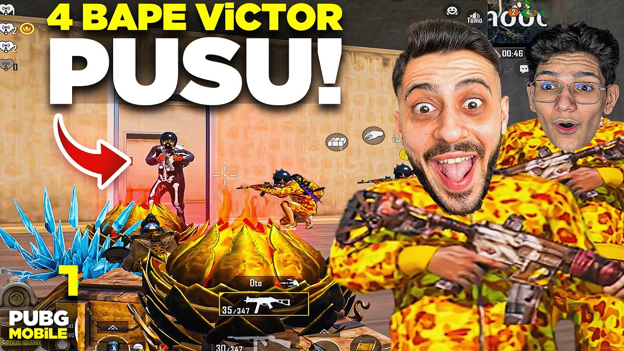 EKİPLE 4 BAPE VİCTOR PUSUSU YAPTIK! AKLI ÇIKTI - PUBG MOBİLE