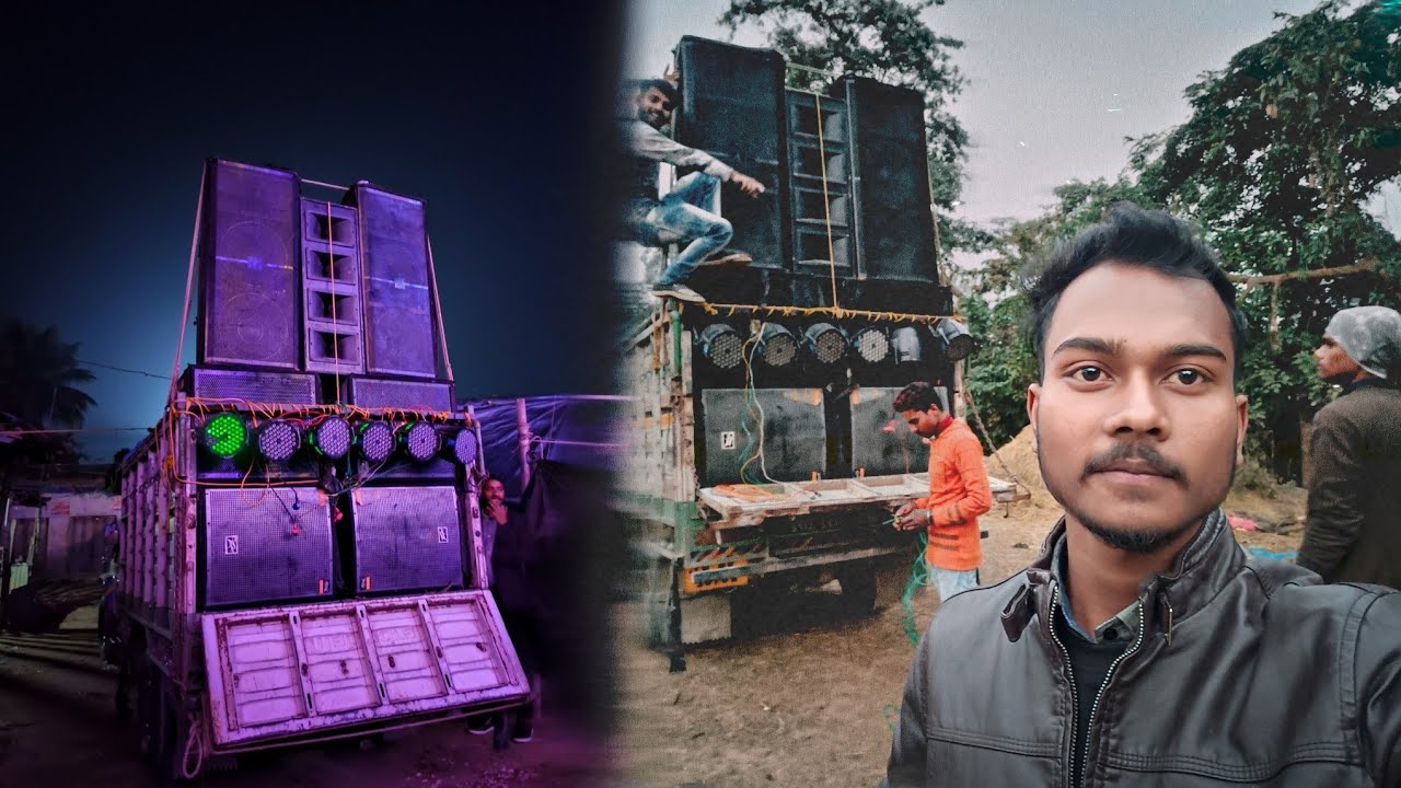 Dj setup #Pickup_loading 4 BASS and 2 Top || Roadshow || Full sound testing || by pijush sarkar