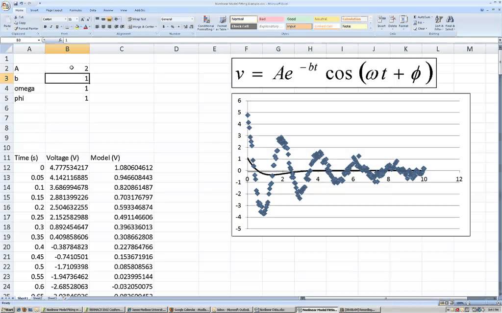 Nonlinear Model Fitting using Excel