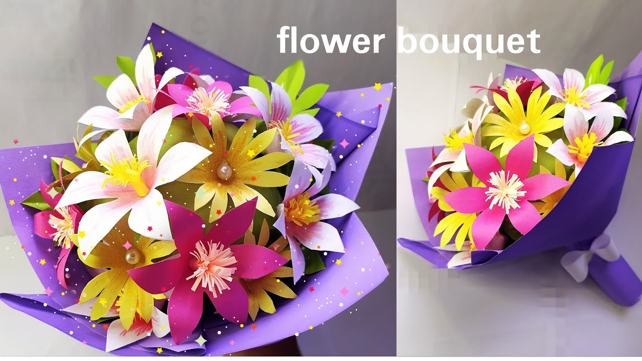 paper flower bouquet / birthday gift idea / diy paper craft / handmade gift