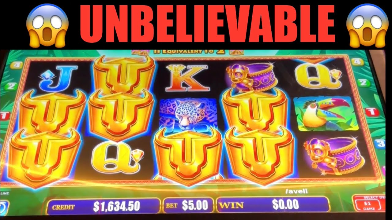 😱 UNBELIEVABLE  😱 BULL RUSH SLOT MACHINE 🎰 POKIE WINS