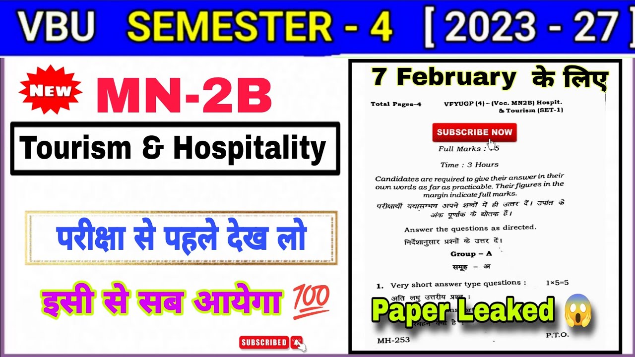 Sem 4 MN-2B Tourism & Hospitality Important Question PYQ (2023-2027) 