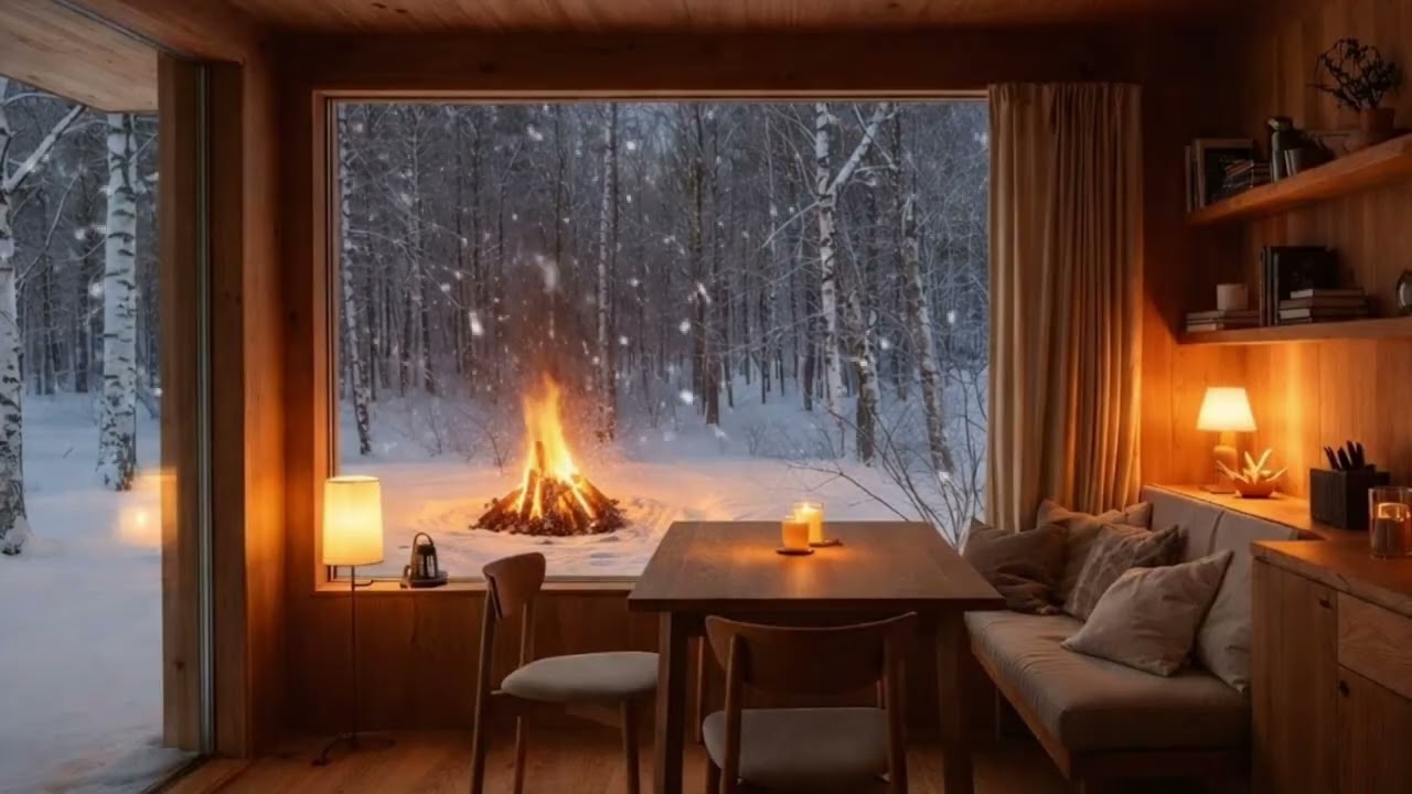 Living Alone in a Small Cabin ❄️ Blizzard Outside & Fireplace Crackling Inside #livingalone#solitude