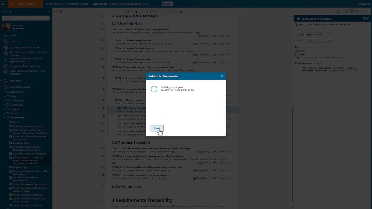 Polarion Shorts - Publishing Documentation to Teamcenter