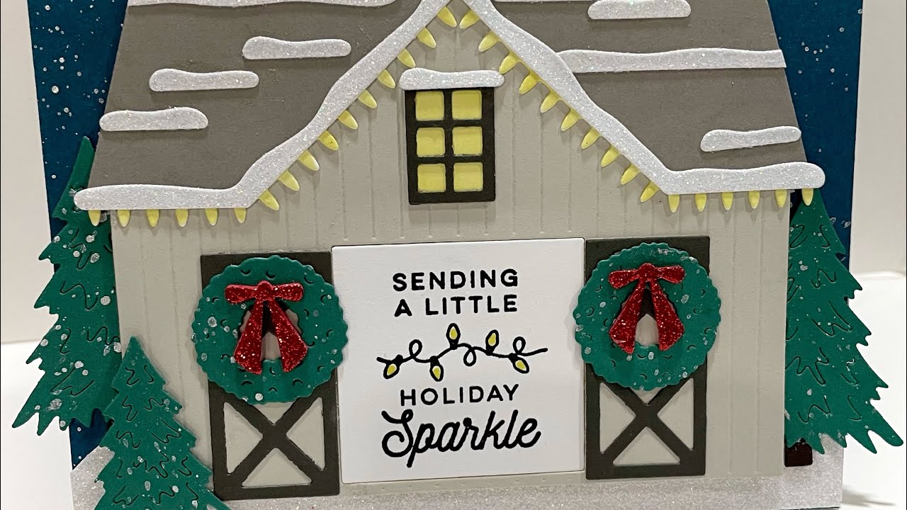 Spellbinders Country Christmas Barn Christmas Card