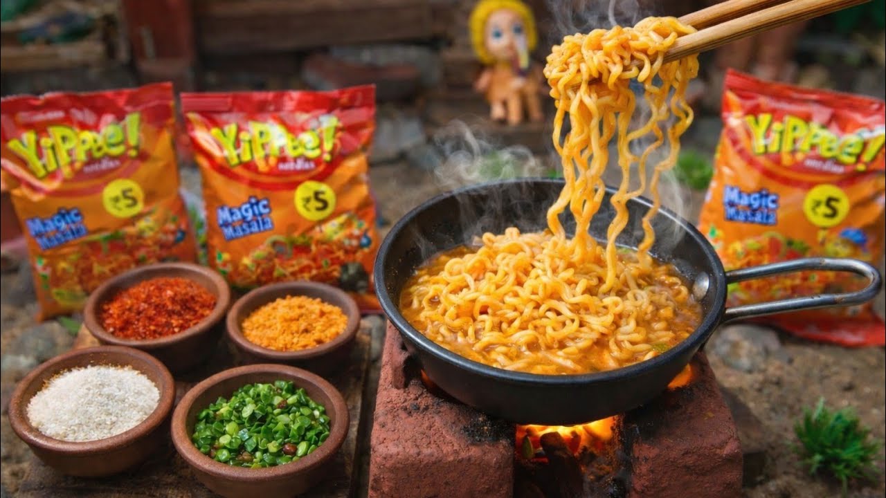 ₹5 Yippee Maggi Mini Yippee Maggi Cooking 🍜 | Tiny Village Style Noodles | Mini Food ASMR |