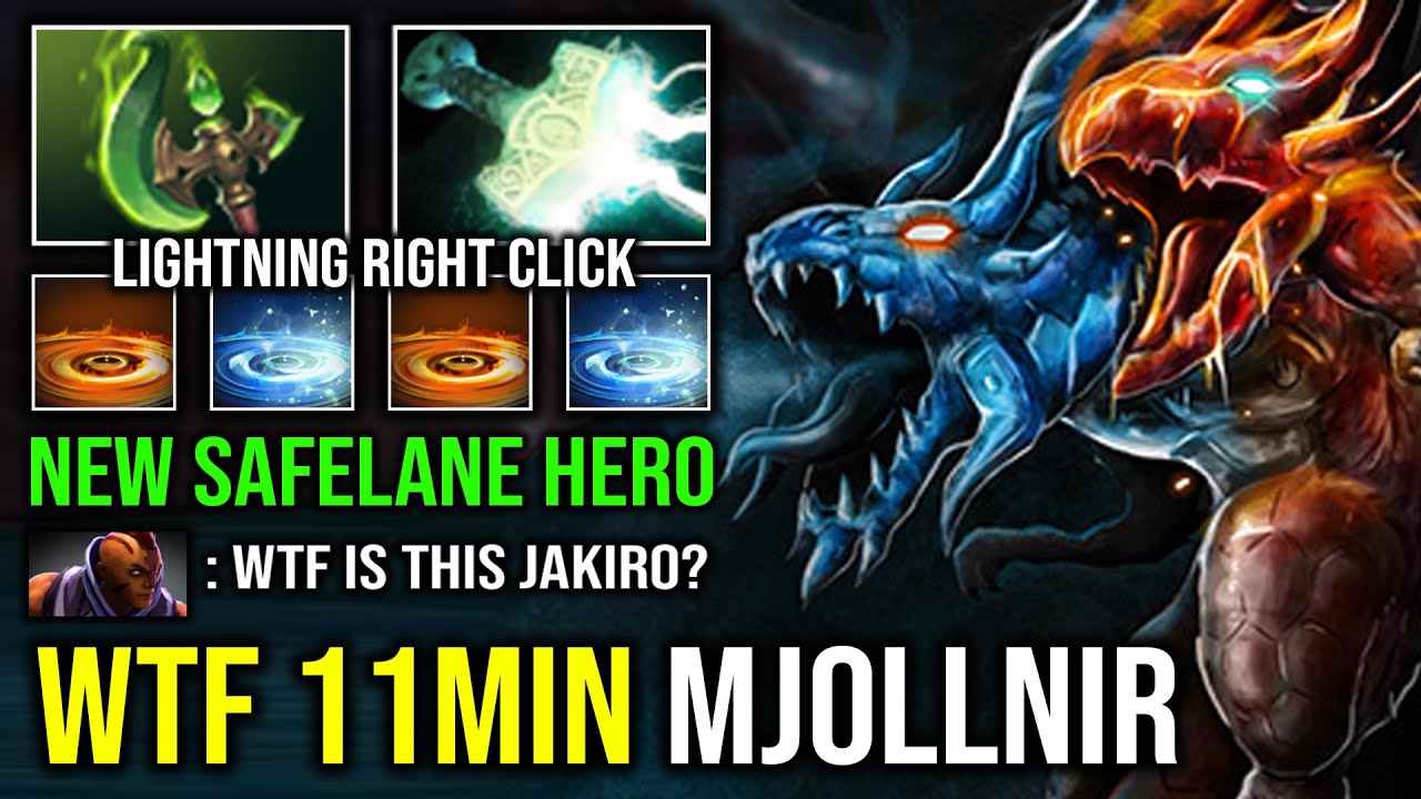 WTF 11MIN MJOLLNIR 100% Lightning Hybrid Right Click Carry Jakiro Even AM Can't Stand 1v1 Dota 2