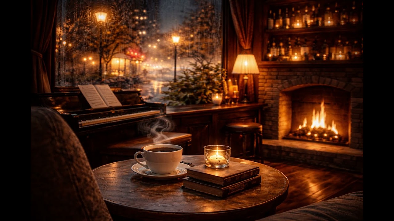 Cozy Fireplace Jazz ☕ Smooth Late Night Jazz for Relaxing, Studying & Sleep
