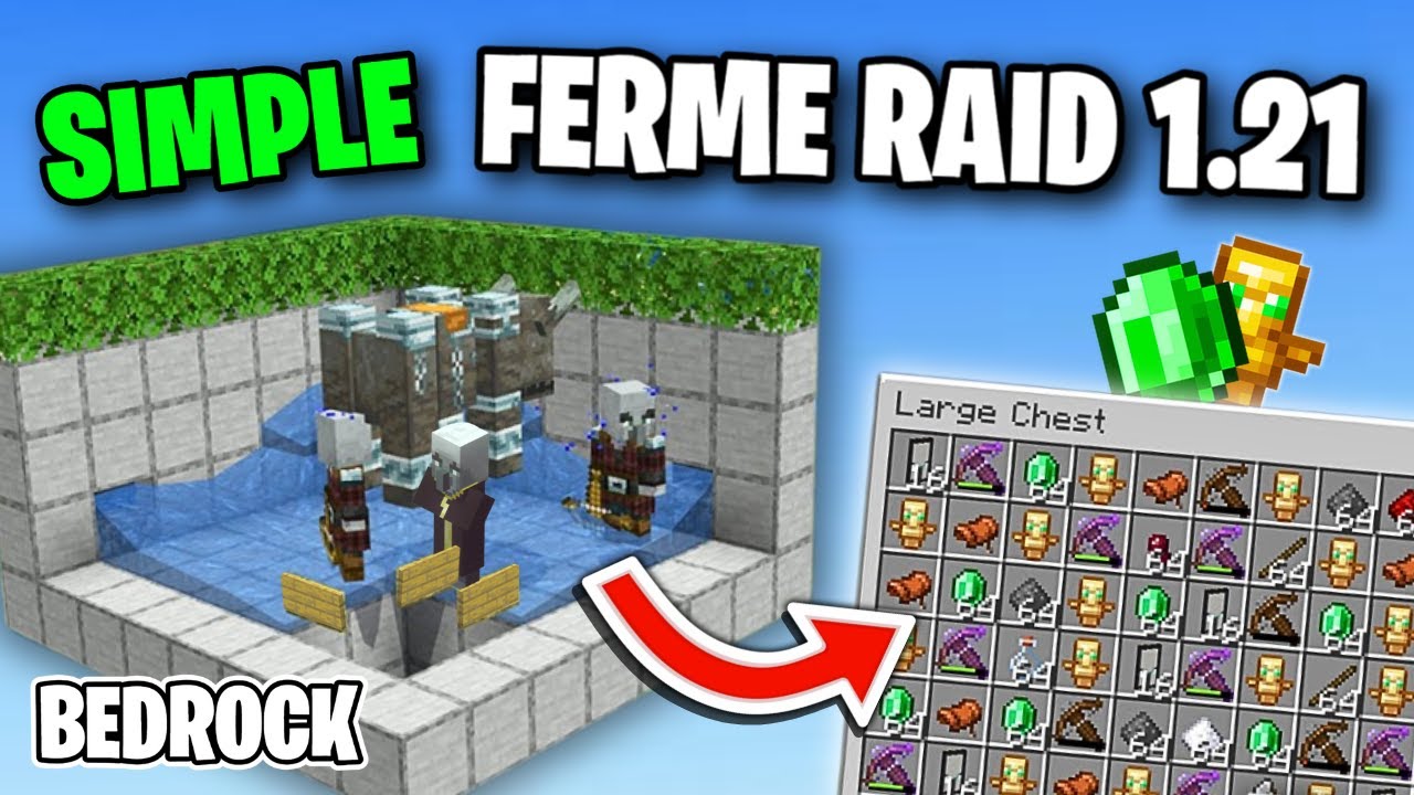 MEILLEURE Ferme à Raid Minecraft Bedrock 1.21!