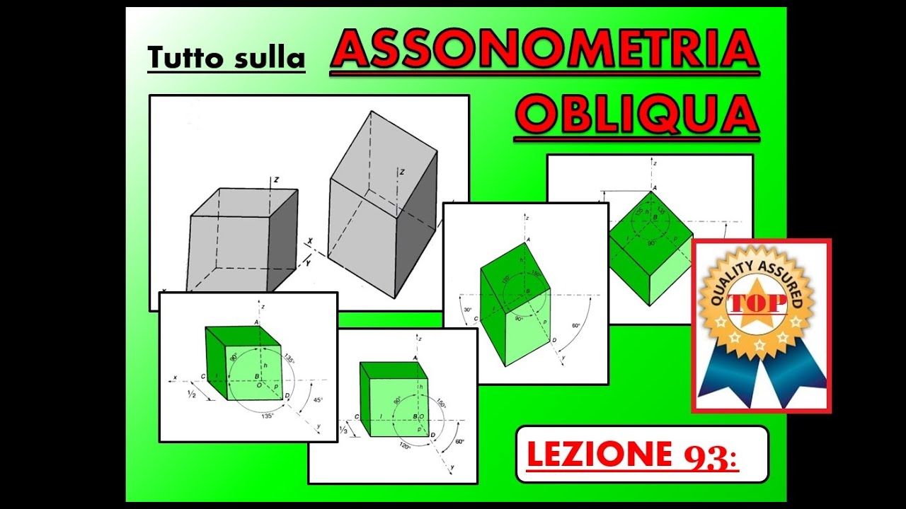 Disegno Tecnico (Lez. 93) -  Tutto sulla ASSONOMETRIA OBLIQUA (Proiezioni assonometriche oblique).