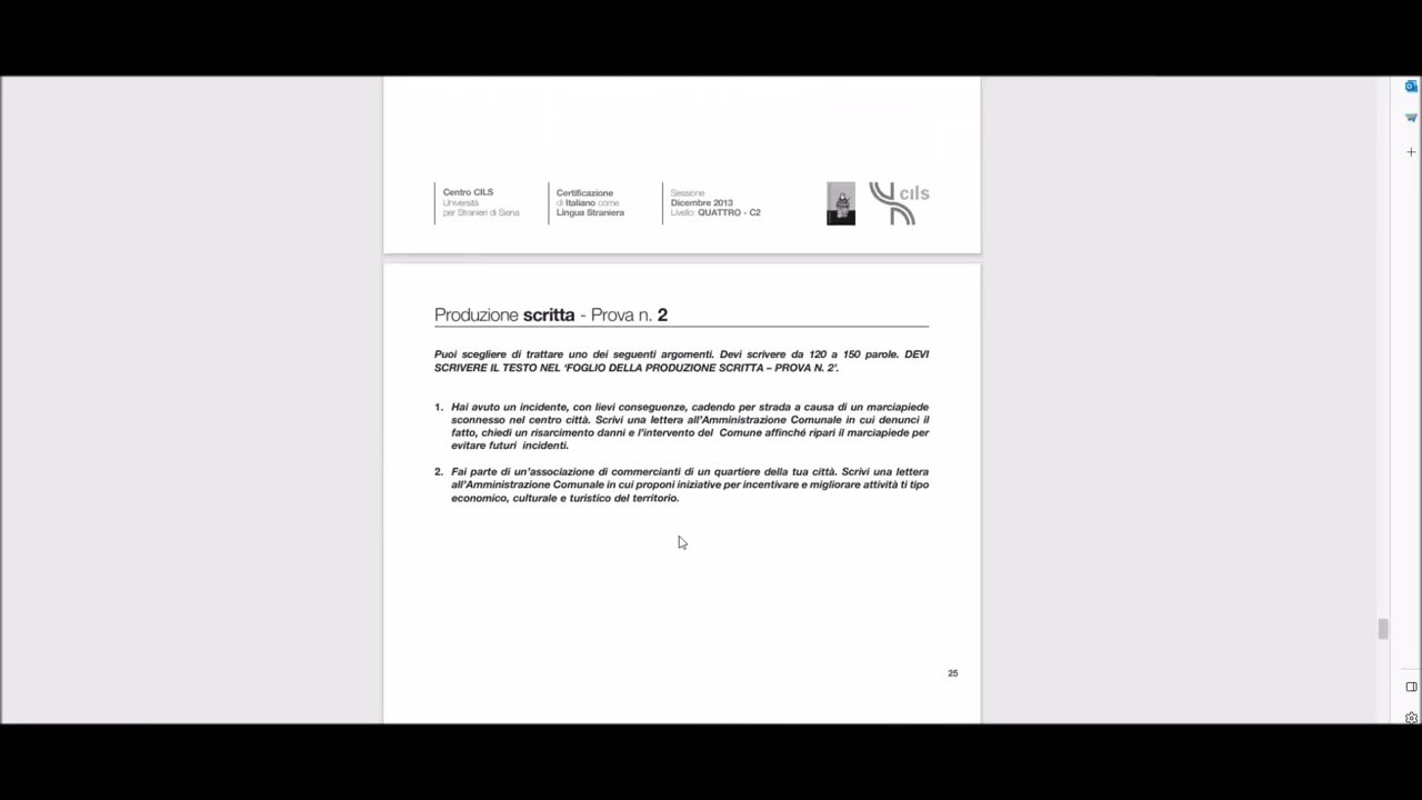CILS C2 | dicembre 2013 | Produzione Scritta | Versione 2