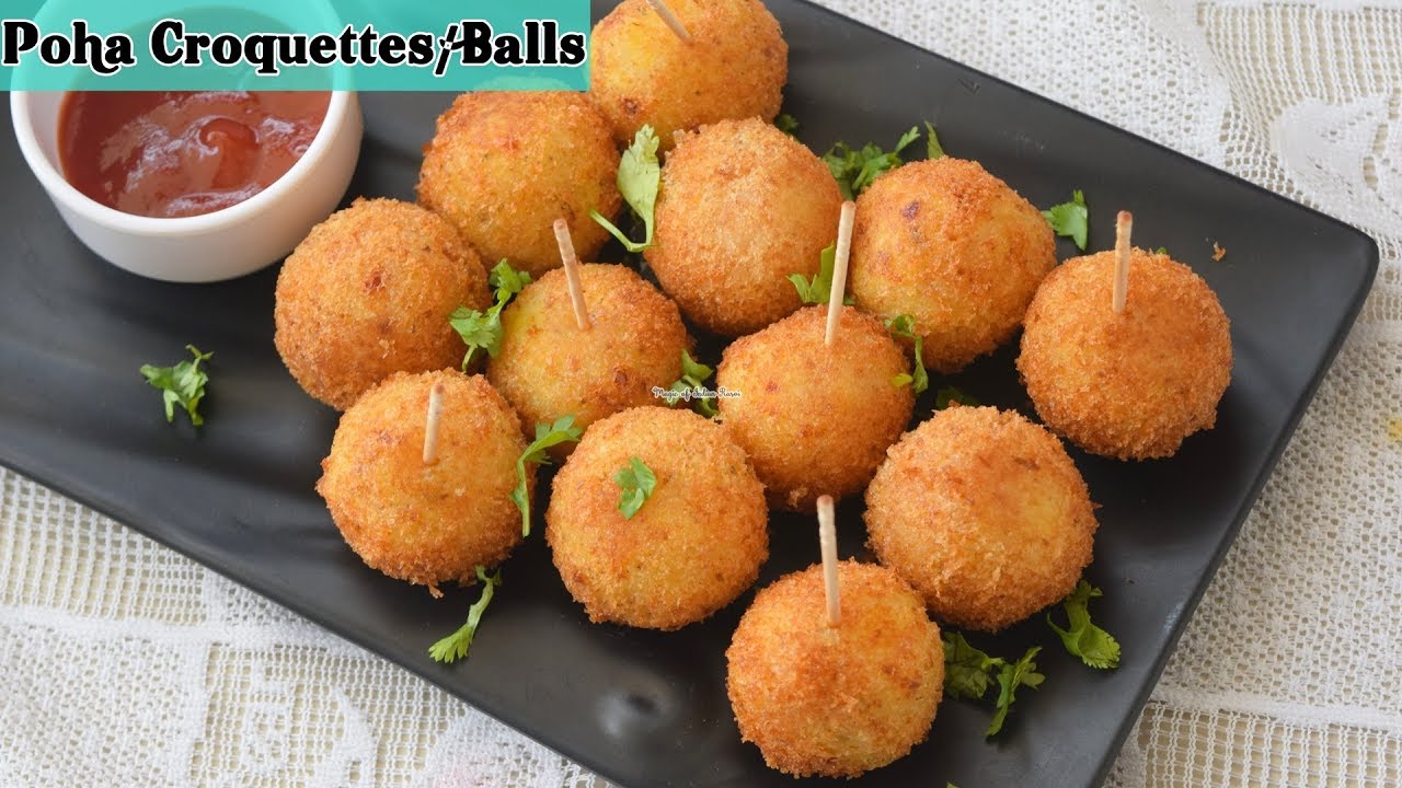Poha Potatoes Cheese Croquettes Recipe - पोहा आलू चीज़ बॉल्स रेसिपी - Priya R - Magic of Indian Rasoi
