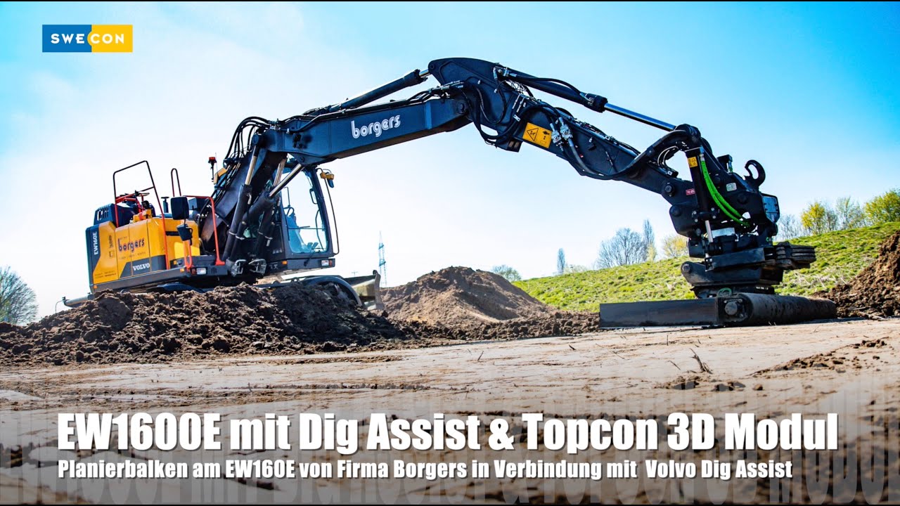 Volvo EW160E... Mobilbagger im Einsatz mit  Dig Assist & Topcon 3D und Planierbalken