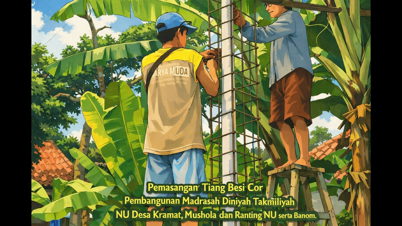 Pemasang Tiang Besi Cor Pembangunan Madin Takmiliyah Bahrul Ulum | NU Center Kramat Pemalang