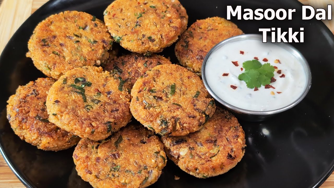 Masoor Dal Tikki (Red Lentils Patties)! High Protein, less oil  dal patties Recipe!